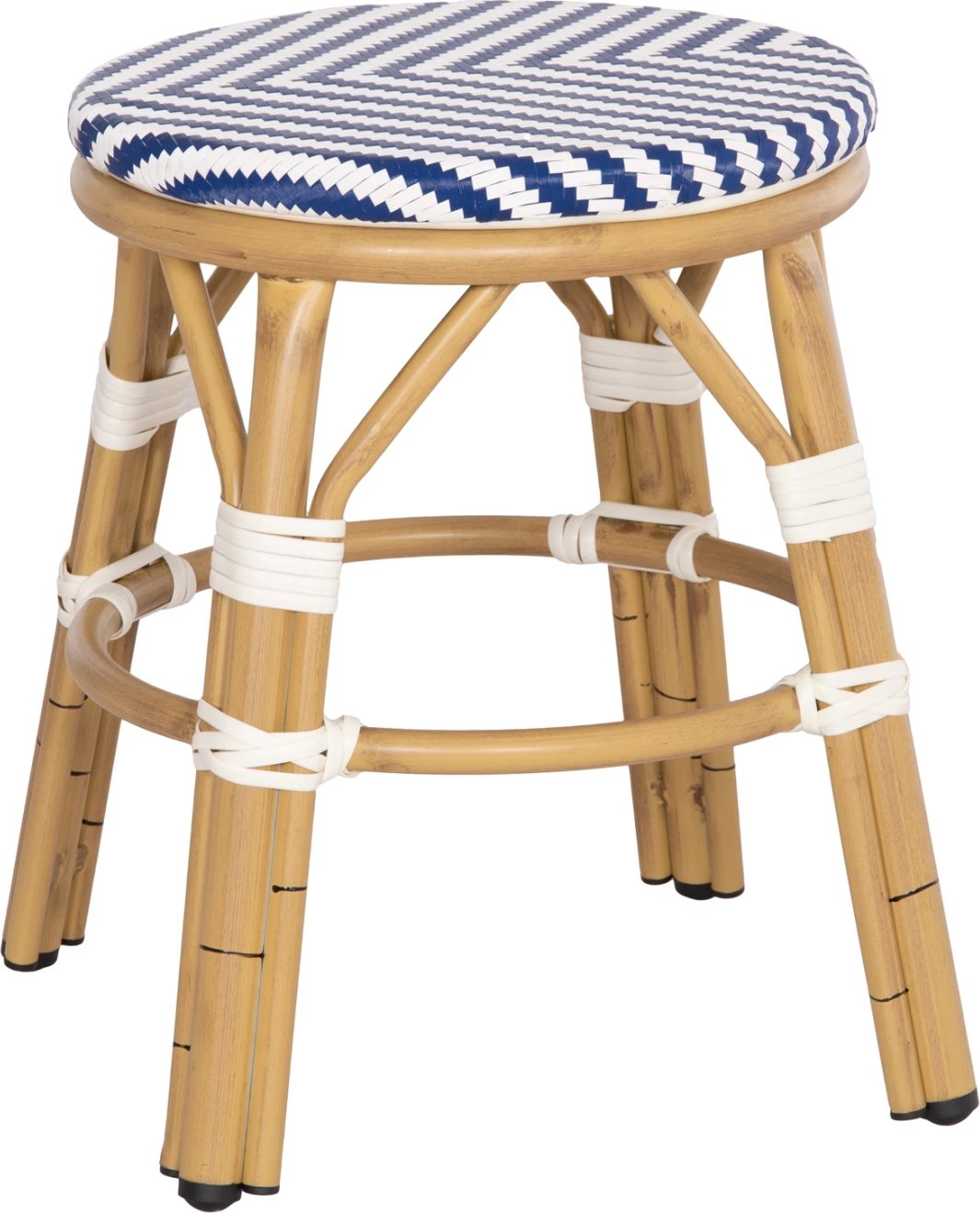 Karrige për bar, alumini, pamje bambuje, FH6285.05, ngjyrë bardhë & kaltër, Φ36x46Hcm