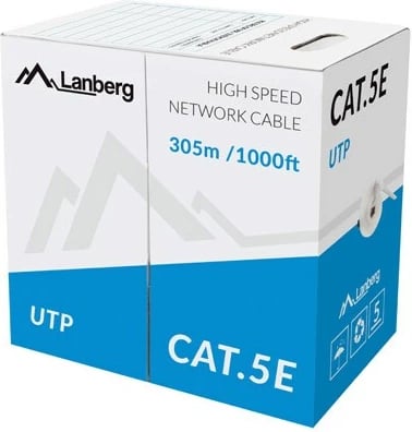 Kabllo rrjeti, Lanberg  LCU5-11CC-0305-S, Cat5e U/UTP, 305m