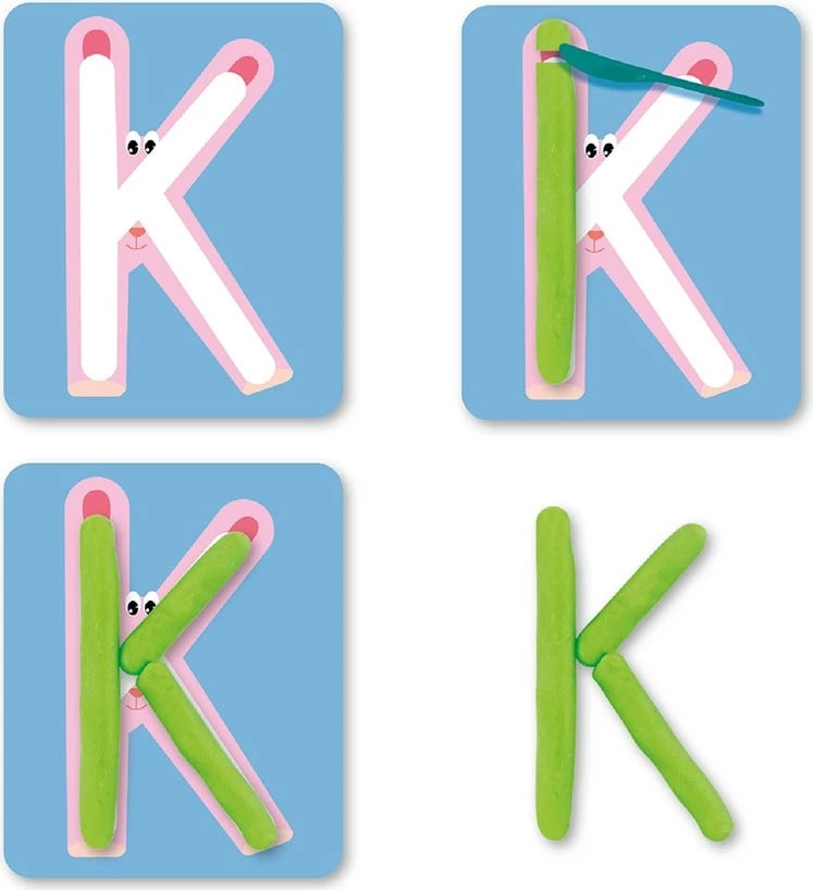 Set plasteline edukative ASKATO Plastusiowe Play Set - Letters, shumëngjyrëshe