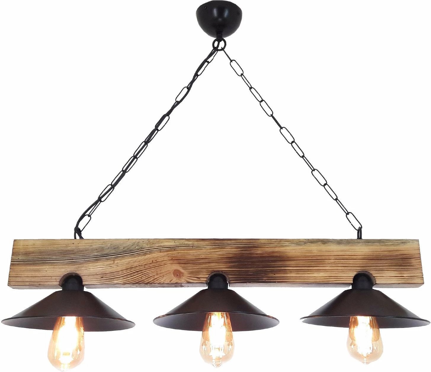 Llambë tavani Opviq, dru bredhi, tre kapakë, ngjyrë arre dhe e zezë, 80x22x65cm