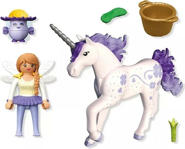 Set figurina Playmobil Princess Magic 71843 me njëbrirësh Lucky Lavender, zanë dhe Joyling, 19 pjesë