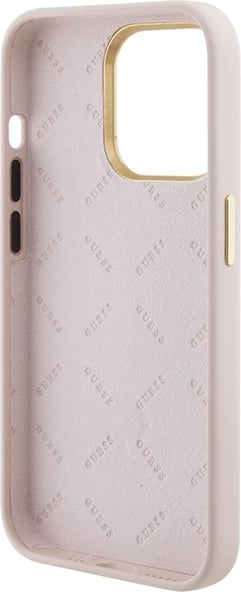 Mbështjellës Guess Silicone Logo Strass 4G për iPhone 15 Pro, rozë e çelët