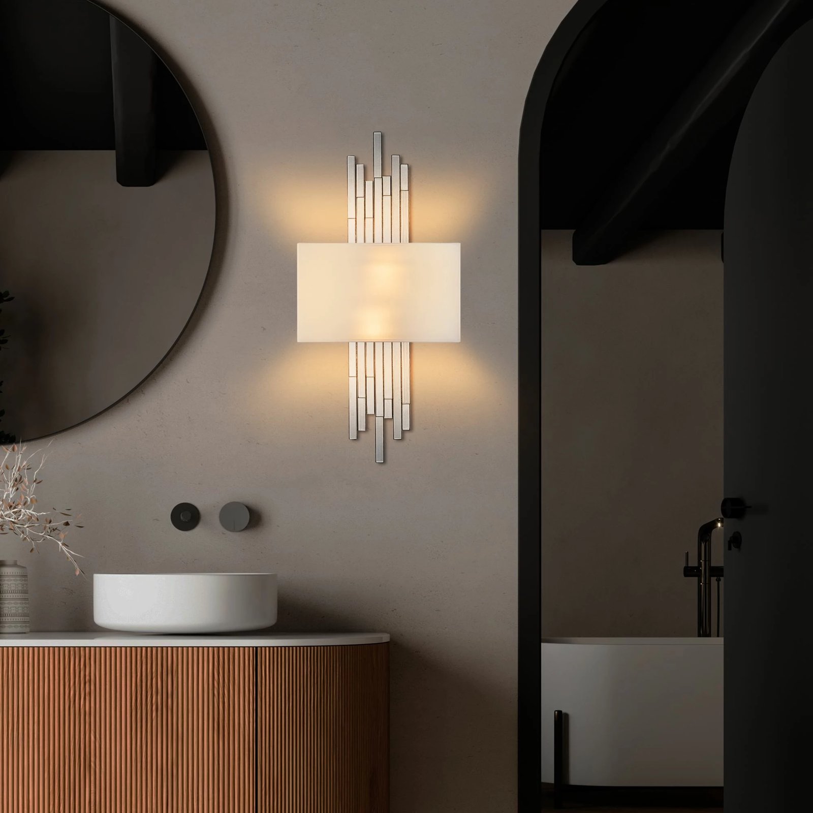 Llambë muri Opviq, Axıs - 15121, metal dhe pëlhurë, e bardhë