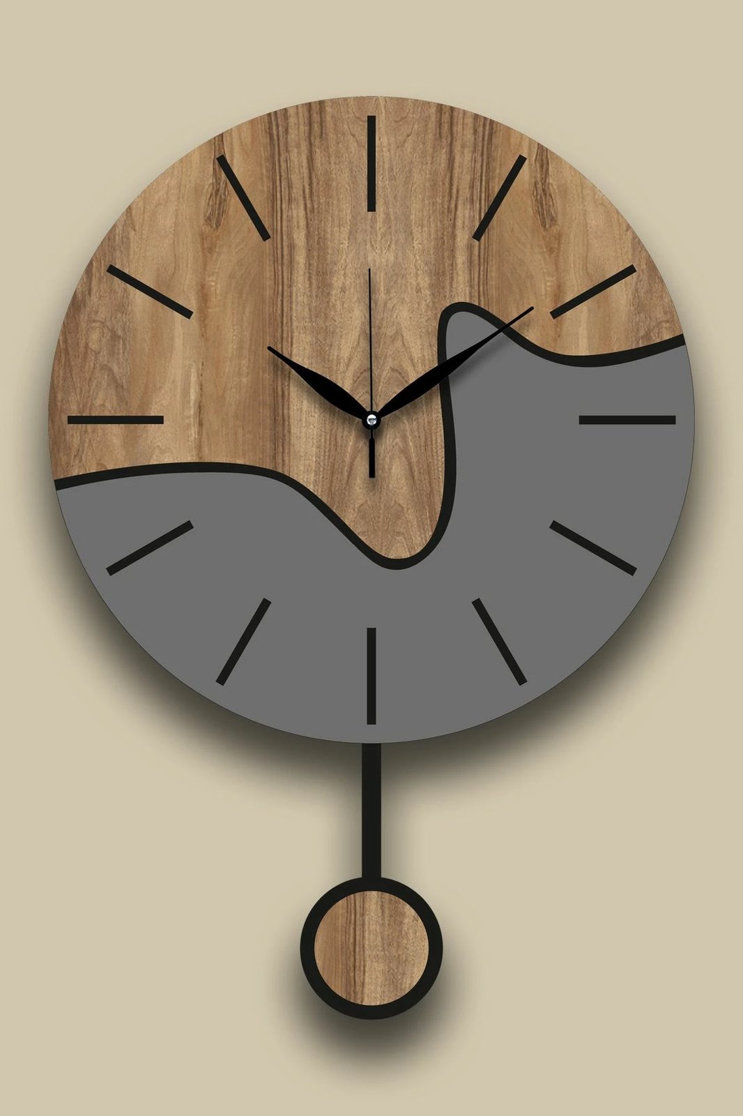 Orë muri dekorative, ngjyrë arre dhe gri, Wallity, Vlnt109