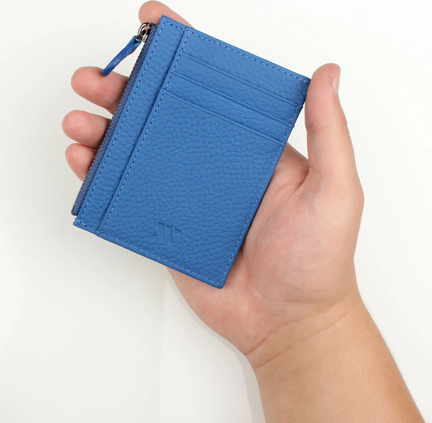 Portofol prej lëkure, ngjyrë sax blue, Zoozie Bags, 8.5x11cm