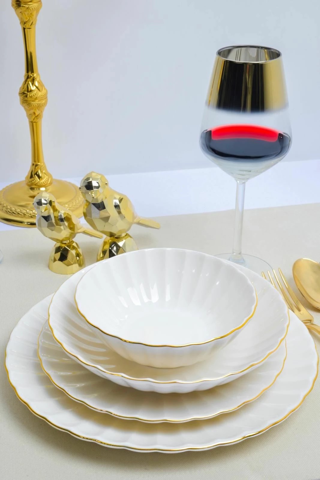 Set enësh darke (24 copë), Hermia Concept, Isil 24, e bardhë, ari