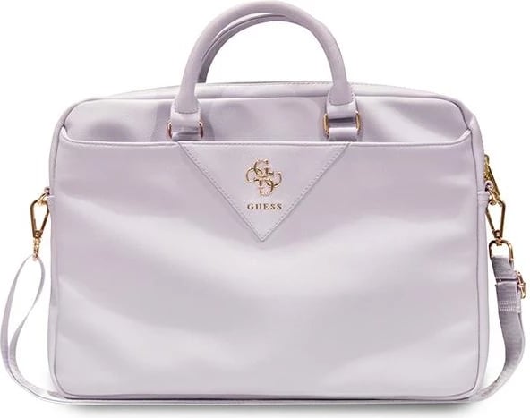 Mbështjellës laptopi Guess ZIP Leather Triangle, 16 inç, lëkurë ekologjike, vjollcë