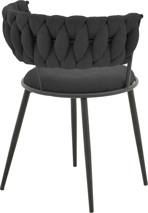 Karrige të ulëta Alkia I, set prej 2 copë, stof i zi, këmbë metalike të zeza, 57x58.5x72cm