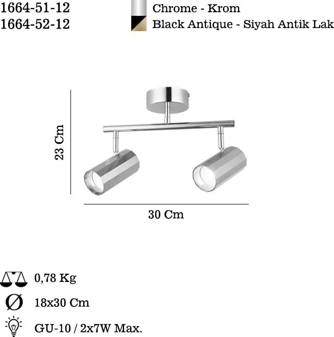 Llambë tavani Opviq, Oktano, krom, 51-12