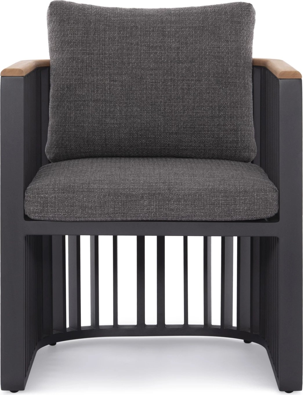 Karrige ngrënieje alumini Eternity, ngjyrë antracit, jastëkë gri, 64x65x68.5-82cm