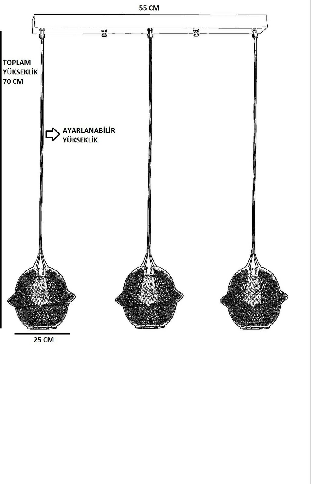 Llambë tavani Opviq Merkür, 3-sh, e zezë