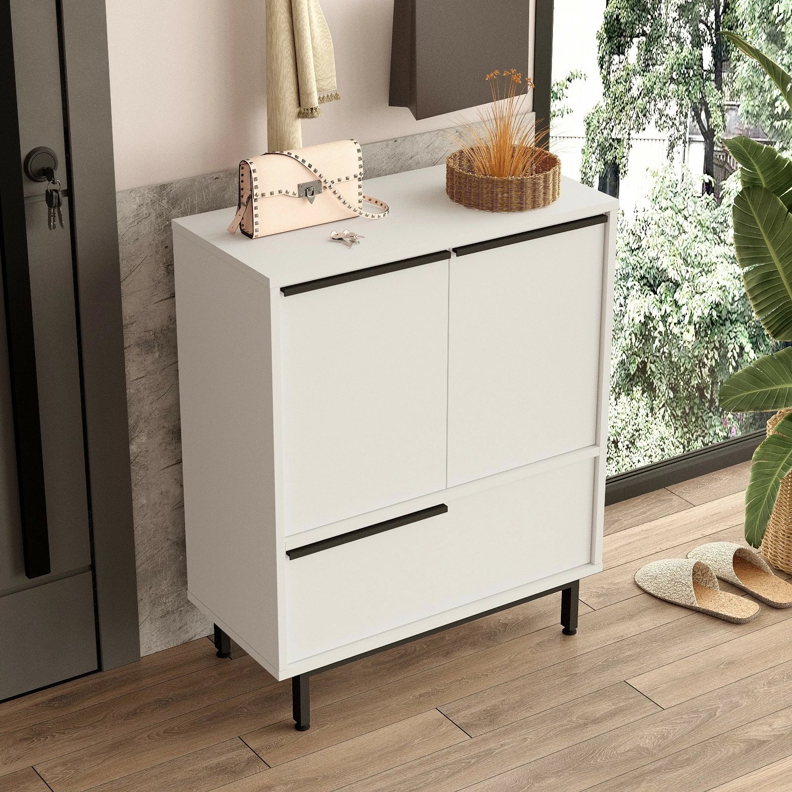 Dollap për këpucë Hanah Home, On8C-W, ngjyrë e bardhë