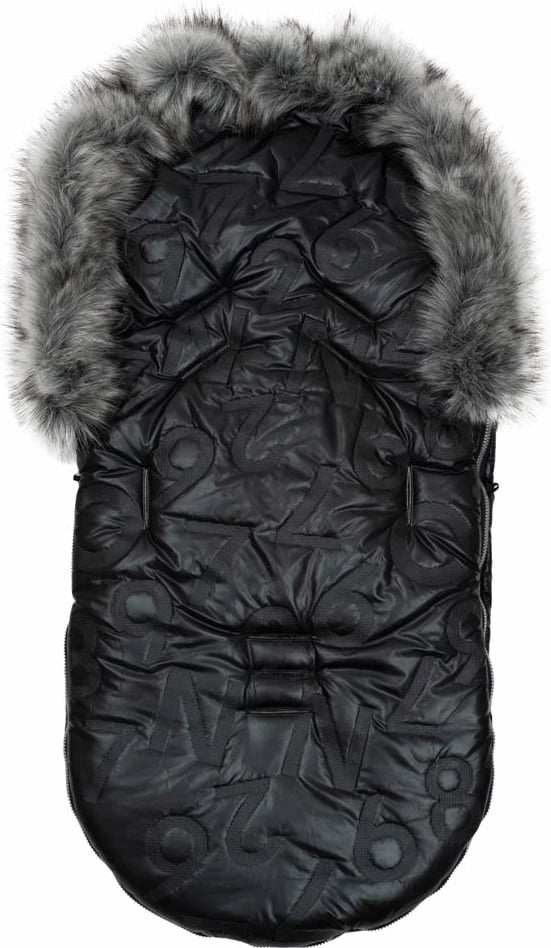 Thes ngrohës për karrocë/ulëse, NEW BABY, Luxury Fuzzy with Fur Coat, 98x48 cm, zinxhir rrethor, vrima për rripa 5-pikësh, i zi