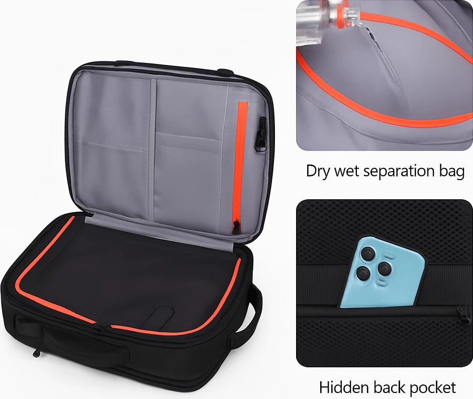 Çantë shpine, 45x30x15+5 cm, e zezë