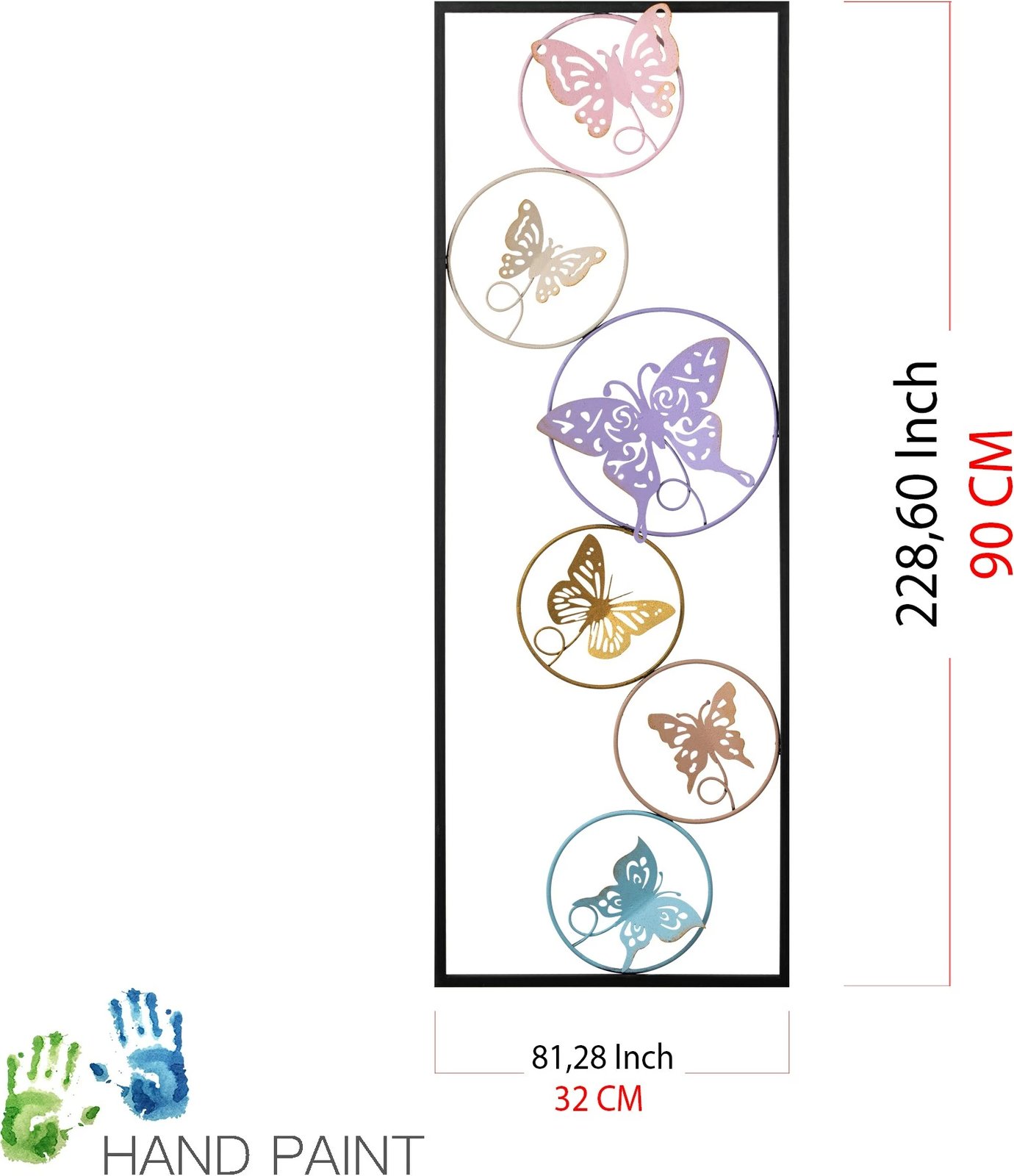 Aksesor dekorativ metalik për mur, Wallity, Dream, shumëngjyrësh