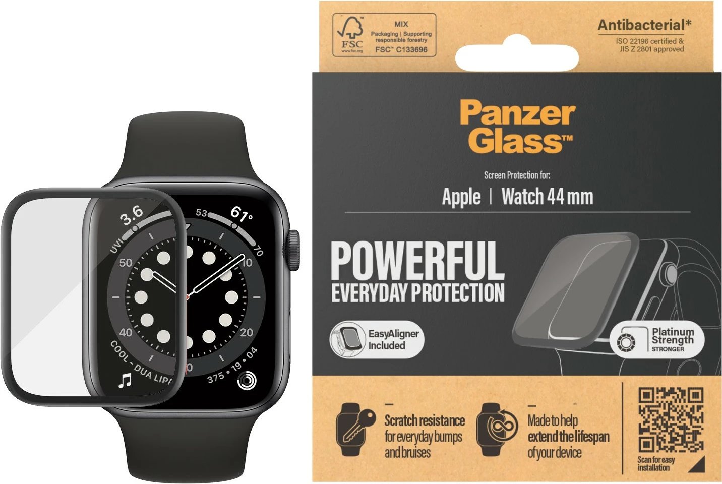 Mbrojtës ekrani PanzerGlass për Apple Watch Series 4/5 44mm, transparent