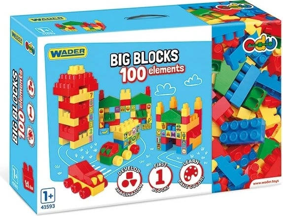 Set blloqe ndërtimi Wader Big Blocks 100 elemente, shumëngjyrëshe, për fëmijë