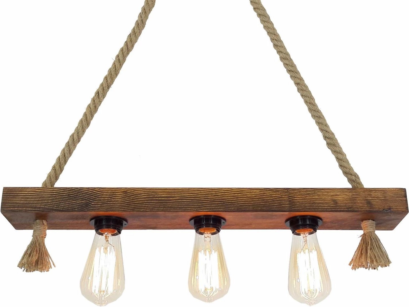 Llambë tavani Opviq, dru i fortë pishe, litar jute, ngjyrë arre, Kütük Halat 2