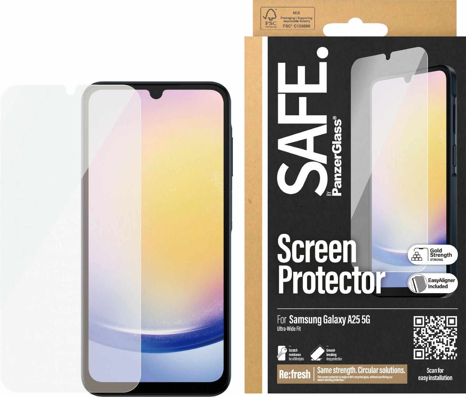 Mbrojtës ekrani PanzerGlass për Samsung A25 5G, transparent