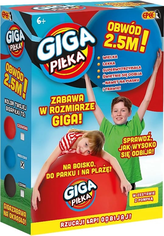 Top i madh plastik Epee Giga Red Ball, 2.5m, Kuq, me pompë
