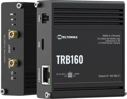 Gateway LTE Kasë Teltonika TRB160, 1x Ethernet, USB Type-C, i zi