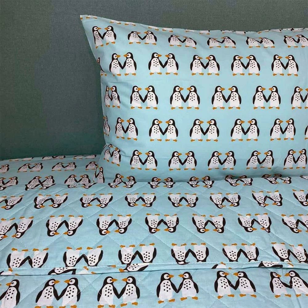 Set çarçafësh për fëmijë ASTRON-HOME ITALY, pambuk 100%, 175x260cm, me pinguina