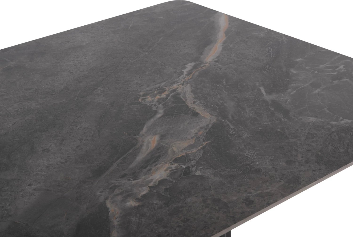 Tavolinë ngrënieje HEFF FH9766.01 sipërfaqe qeramike 12mm, ngjyrë mermeri të zi, kornizë MDF, këmbë metalike të zeza, 200x100x76H cm