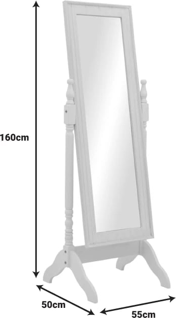 Pasqyrë Malone Inart, ngjyrë e bardhë antike, MDF, 55x50x160cm