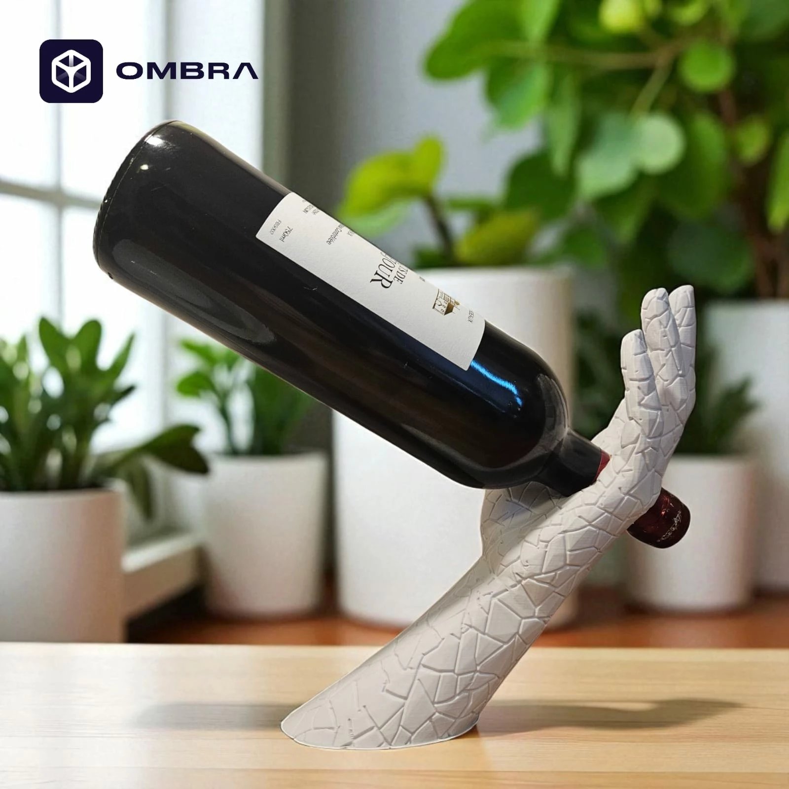 Mbajtëse për shishe të verës "Hand Wine Holder Texture", e bardhë