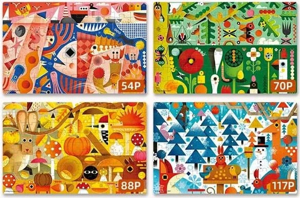 Puzzle Mideer 4 në 1 "4 Stinët" 54,70,88 - 117 pjesë
