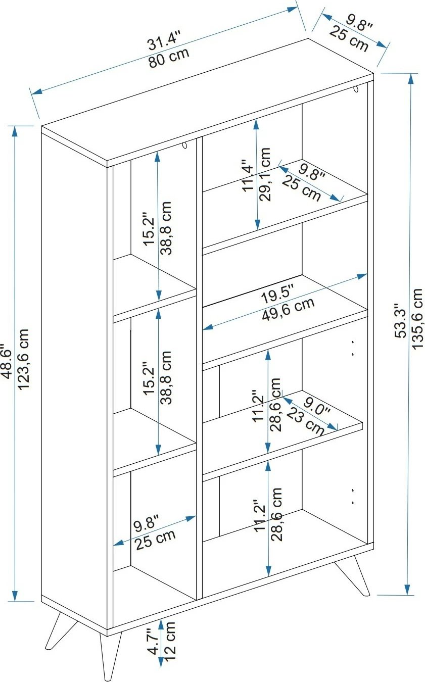 Raft librash Hanah Home, Meldan, ngjyrë arrë e çelët, antracit