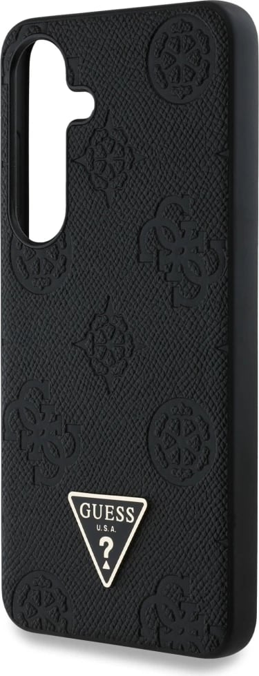 Mbështjellës Guess Grained Hot Stamp Peony Pattern Triangle Logo MagSafe për Samsung Galaxy S25, i zi Mbështjellës Guess Grained Hot Stamp Peony Pattern Triangle Logo MagSafe për Samsung Galaxy S25, i zi