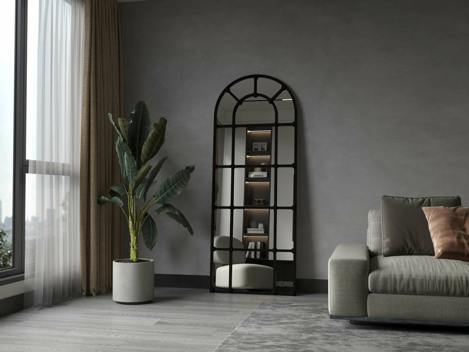 Pasqyrë Cheval, ngjyrë e zezë, Skye Decor, ovale, 70x180cm