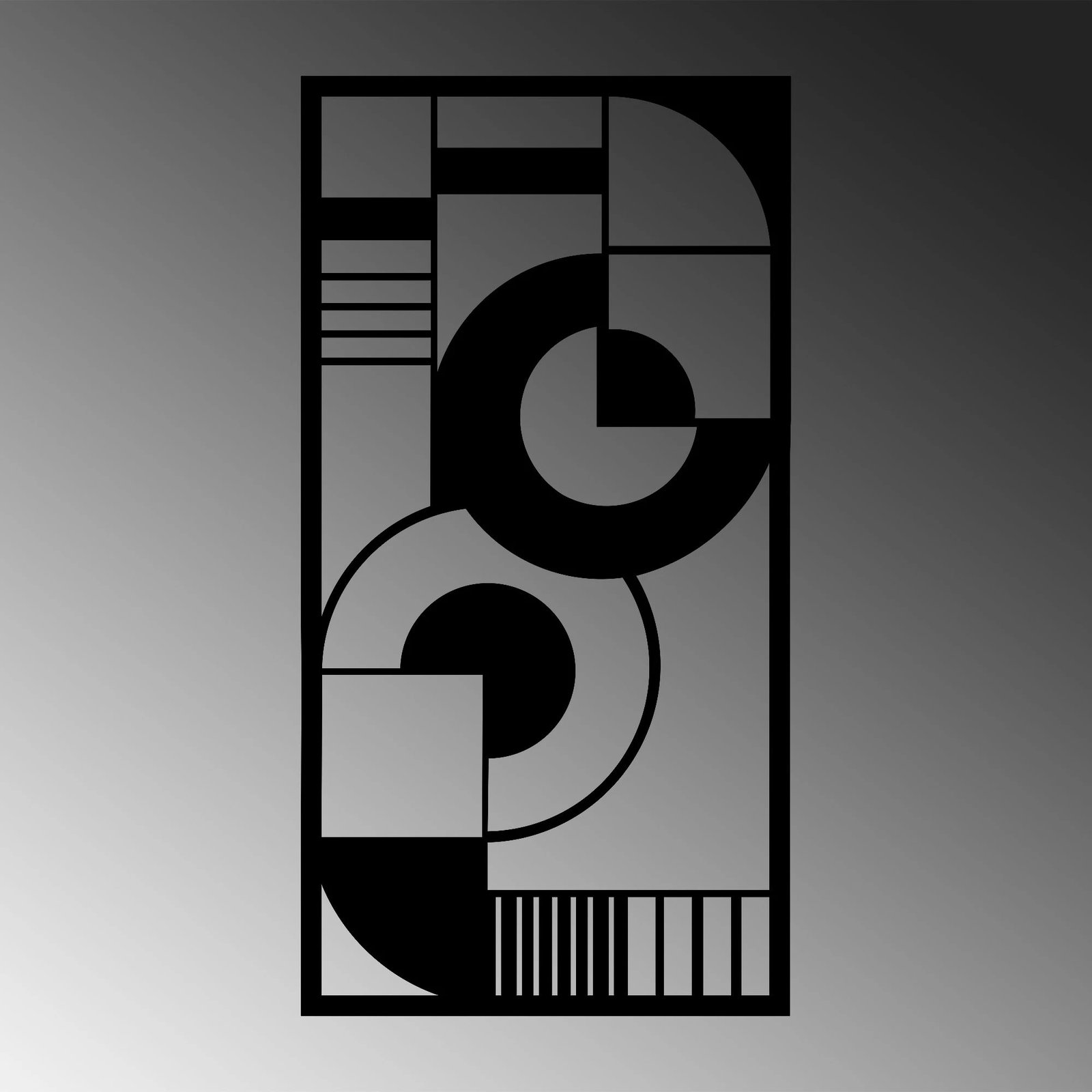 Aksesor dekorativ metalik për mur, Wallity, Hypnosis 2, ngjyrë e zezë, 37x71cm