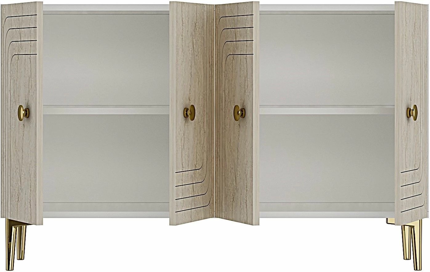 Konsolë Skye Decor Lessi 120, e bardhë, travertin, ar