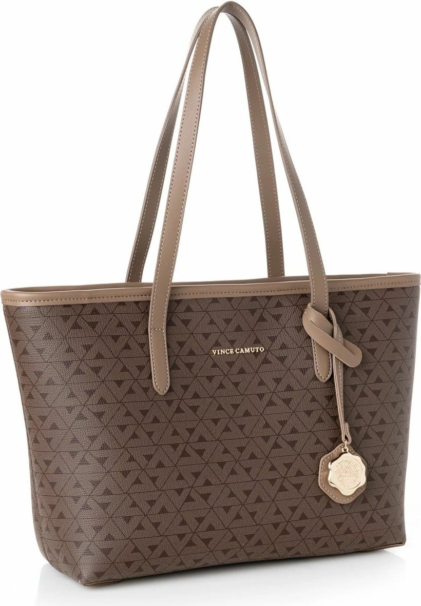 Çantë tote, ngjyrë kafe, Vince Camuto Taormina, monogram
