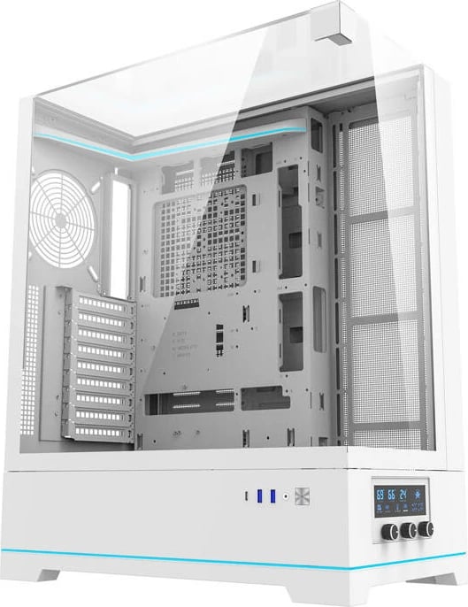 Kasë Darkflash DY450L, Big Tower, pa ventilatorë, e bardhë