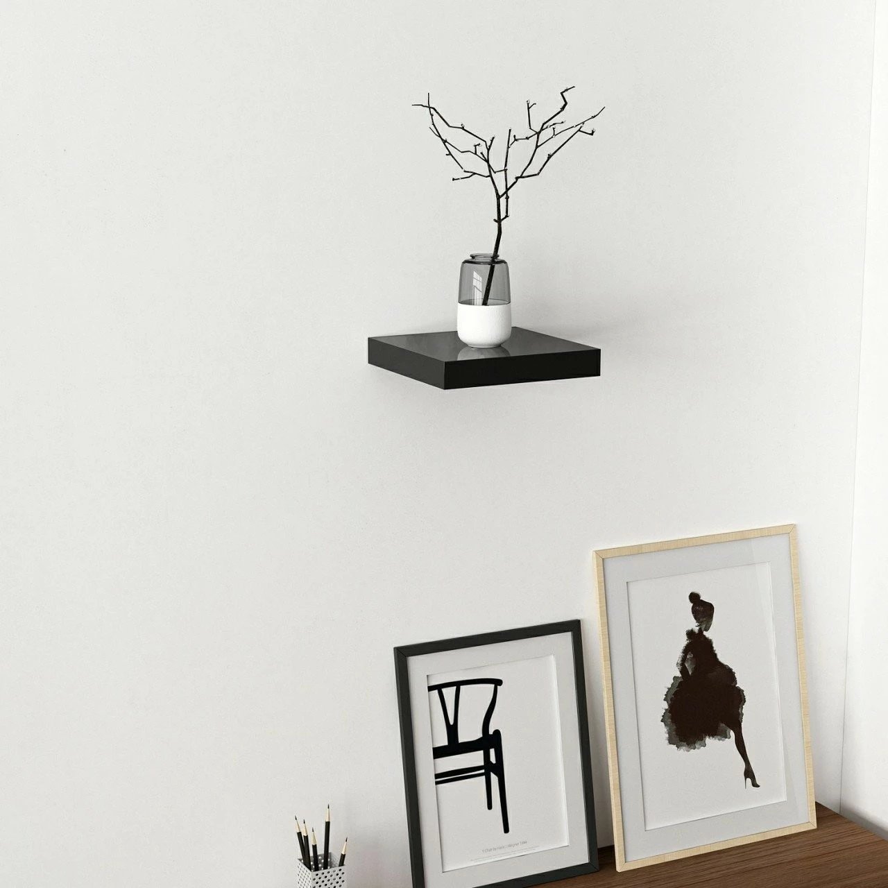 Raft muri Skye Decor, i zi, 23 cm