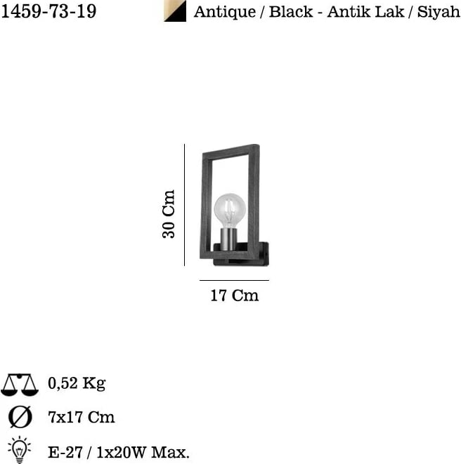 Llambë muri Opviq, Era - 73-19, ngjyrë antike dhe e zezë