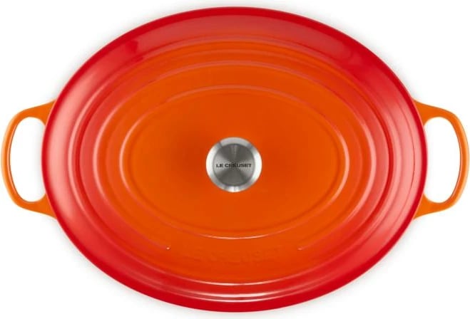 Kaserolë ovale rostimi, Le Creuset Signature 21178400902430, 40 cm, me kapak, e kuqe