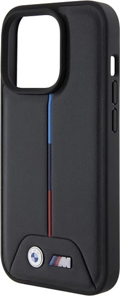 Mbështjellës BMW Quilted Tricolor për iPhone 15 Pro, i zi
