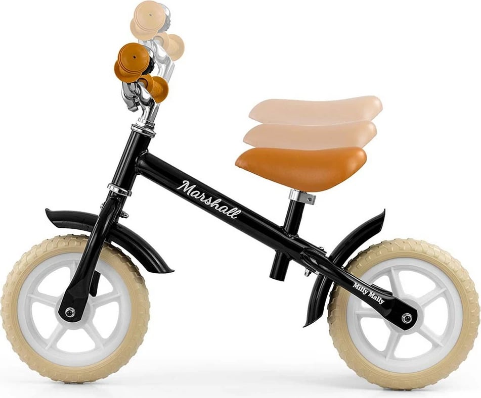 bicikletë pa pedale, Milly Mally, Marshall, rrota 10", kornizë çeliku, timon/sedilje të rregullueshme, e zezë