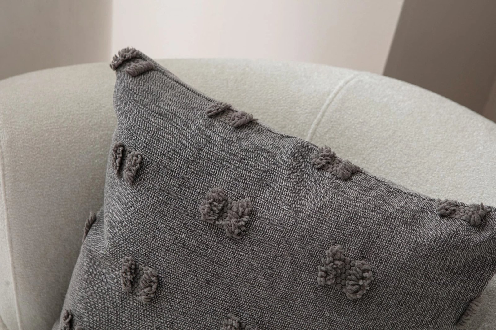 Jastëk dekorativ ngjyrë gri, Evila Originals, Tuffet - v3