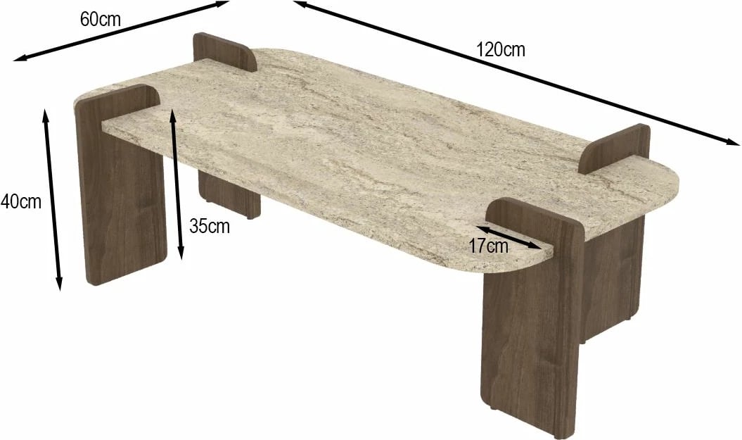 Tavolinë kafeje Skye Decor, Leapiri - Travertin, Ar