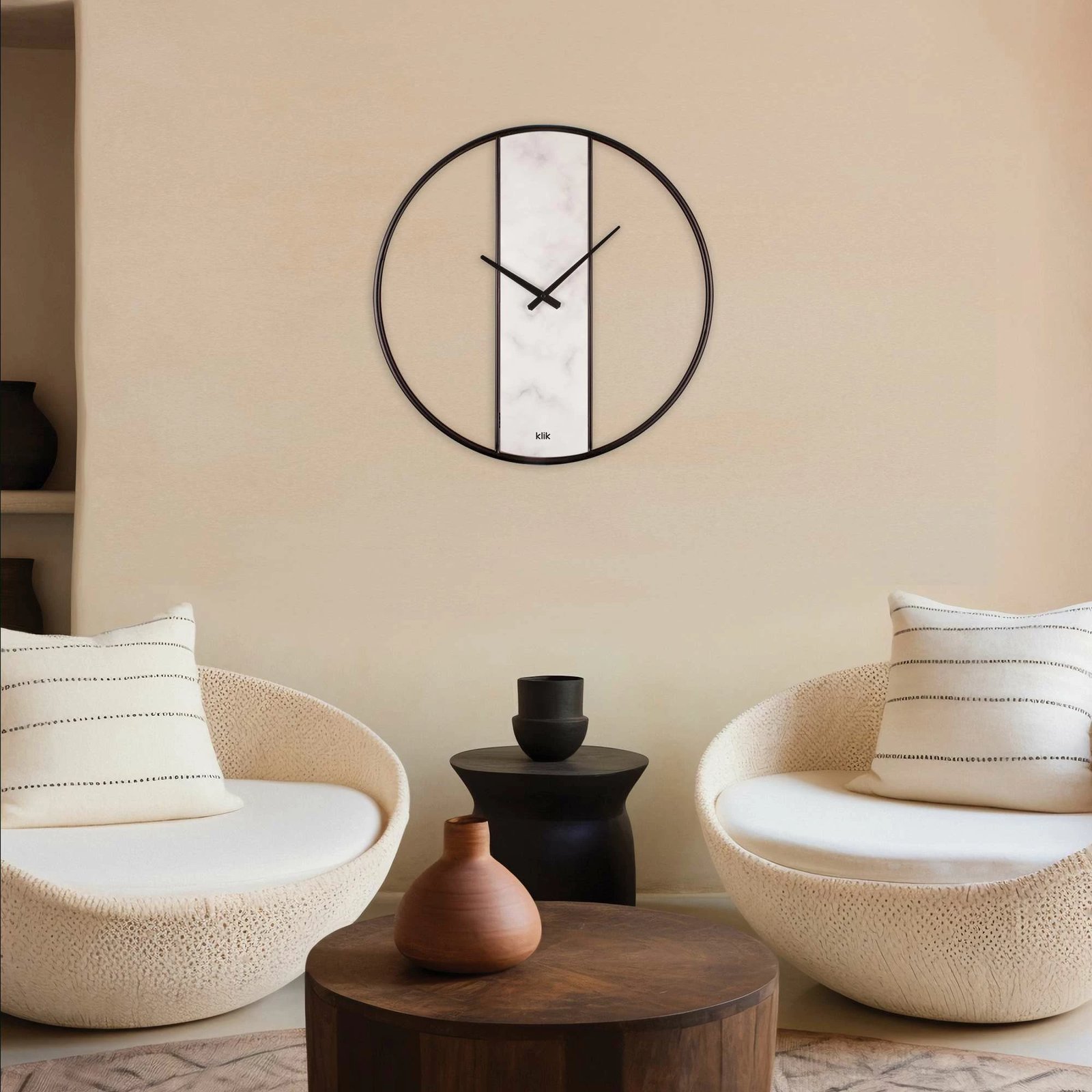 Orë muri dekorative metalike Wallity Demre, mermer i bardhë, 62x62cm