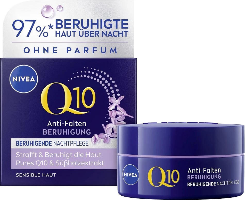 Krem nate kundër rrudhave për femra Nivea Q10 Soothing Anti-Wrinkle Night Cream 50ml