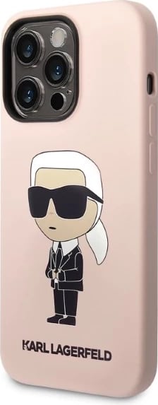 Mbështjellës Karl Lagerfeld Silicone Ikonik për iPhone 14 Pro Max, rozë