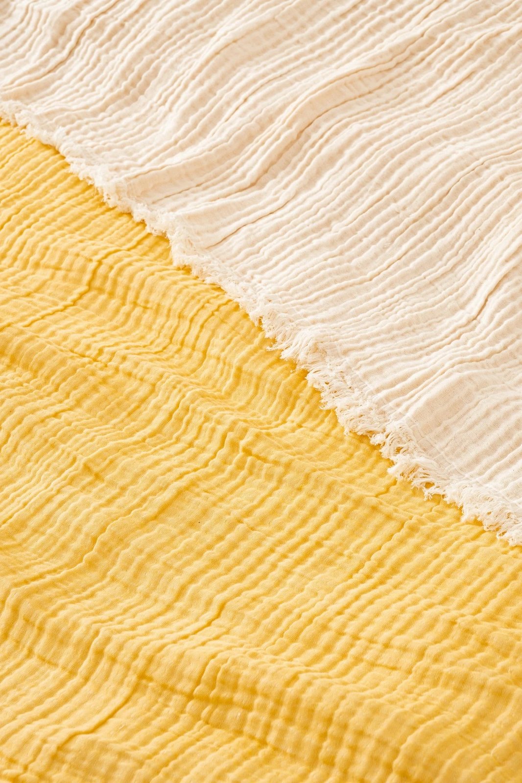 Përparëse dyshe për shtrat, muslin, ngjyrë e verdhë