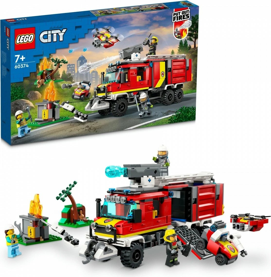 Set ndërtimi LEGO City Off-Road Fire Brigade Vehicle 60374, 502 pjesë, plastikë