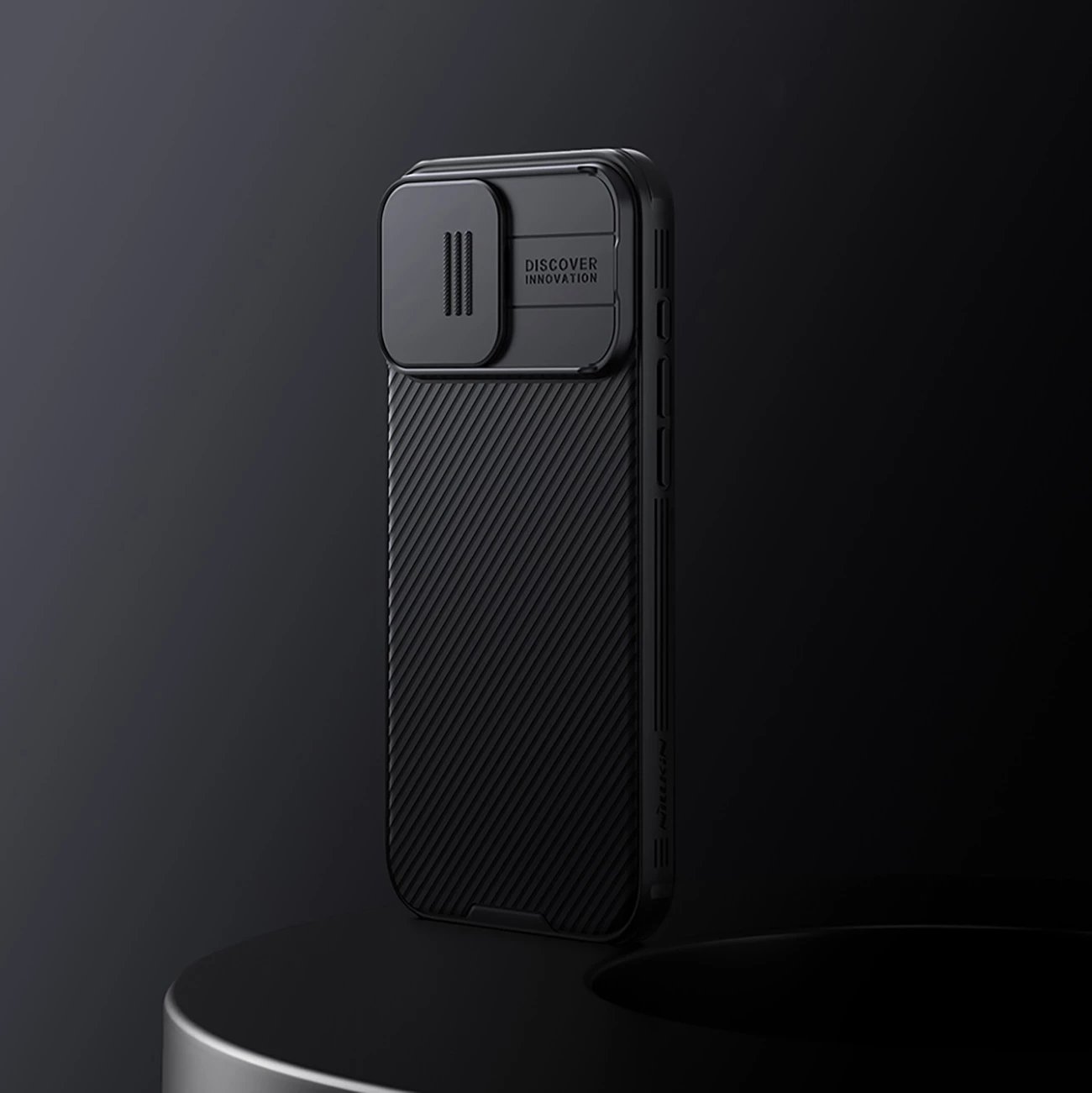Mbështjellës Nillkin CamShield Pro për iPhone 16 Pro Max, me mbulesë kamere, i zi